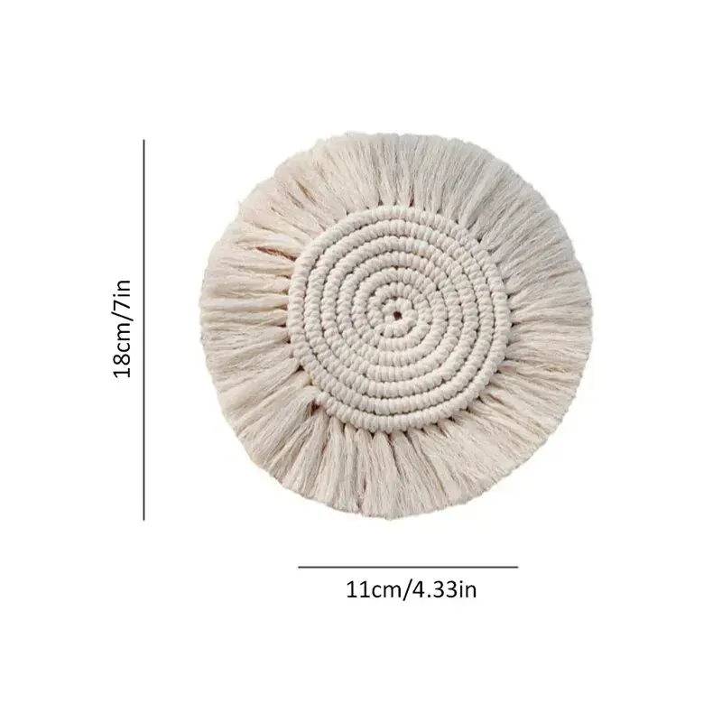 5Pcs Cotton Braid Coaster Bohemia Style Handmade Macrame Cup Cushion placemats For Table Non-slip Cup Mat Placemat