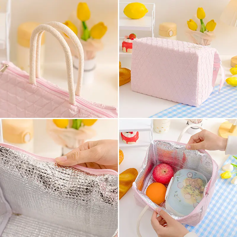 New Fashion Simple Large Capacity Waterproof Lunch Bag Portable Lunch Box Bag Thermal Insulated Bag for Office Workers