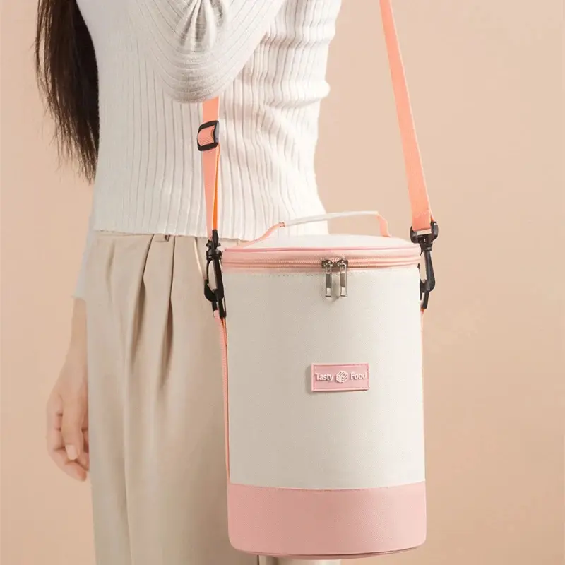 Insulated Cooler Bag With Adjustable Shoulder Strap For Travel Picnic Outdoor Activities Oxford Fabric Lunch Box Large Capacity