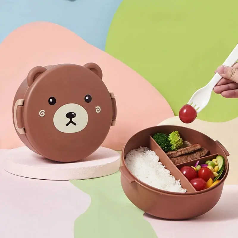 Cute Bear Lunch Box With Compartments Lunch Food Container With Lids Almacenamiento Cocina Portable Bento Box For Kids School