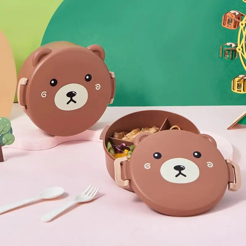 Cute Bear Lunch Box With Compartments Lunch Food Container With Lids Almacenamiento Cocina Portable Bento Box For Kids School