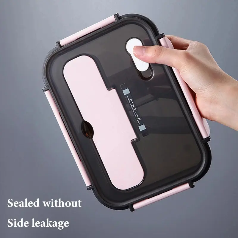 1500ML Lunch Box Food Storage Box 3 Grids Student Office Worker Microwave Bento Box Outdoor Picnic Container With Fork Spoon