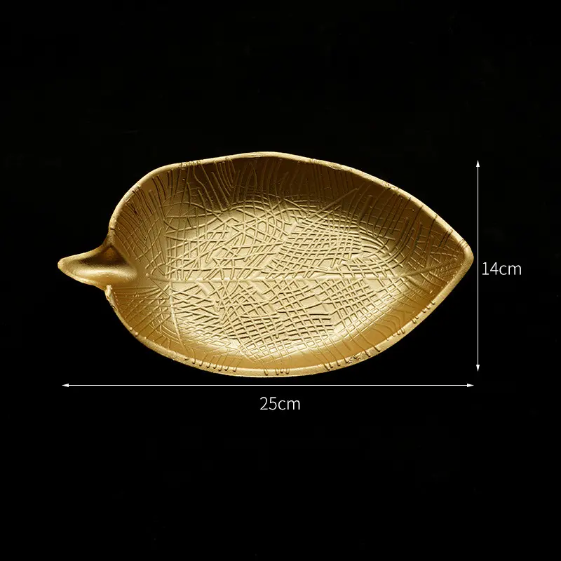 Nordic Decorative Tray Gold Leaf Shape Serving Tray Jewelry Pallet Fruit Snack Dish Table Decoration Storage Organizer