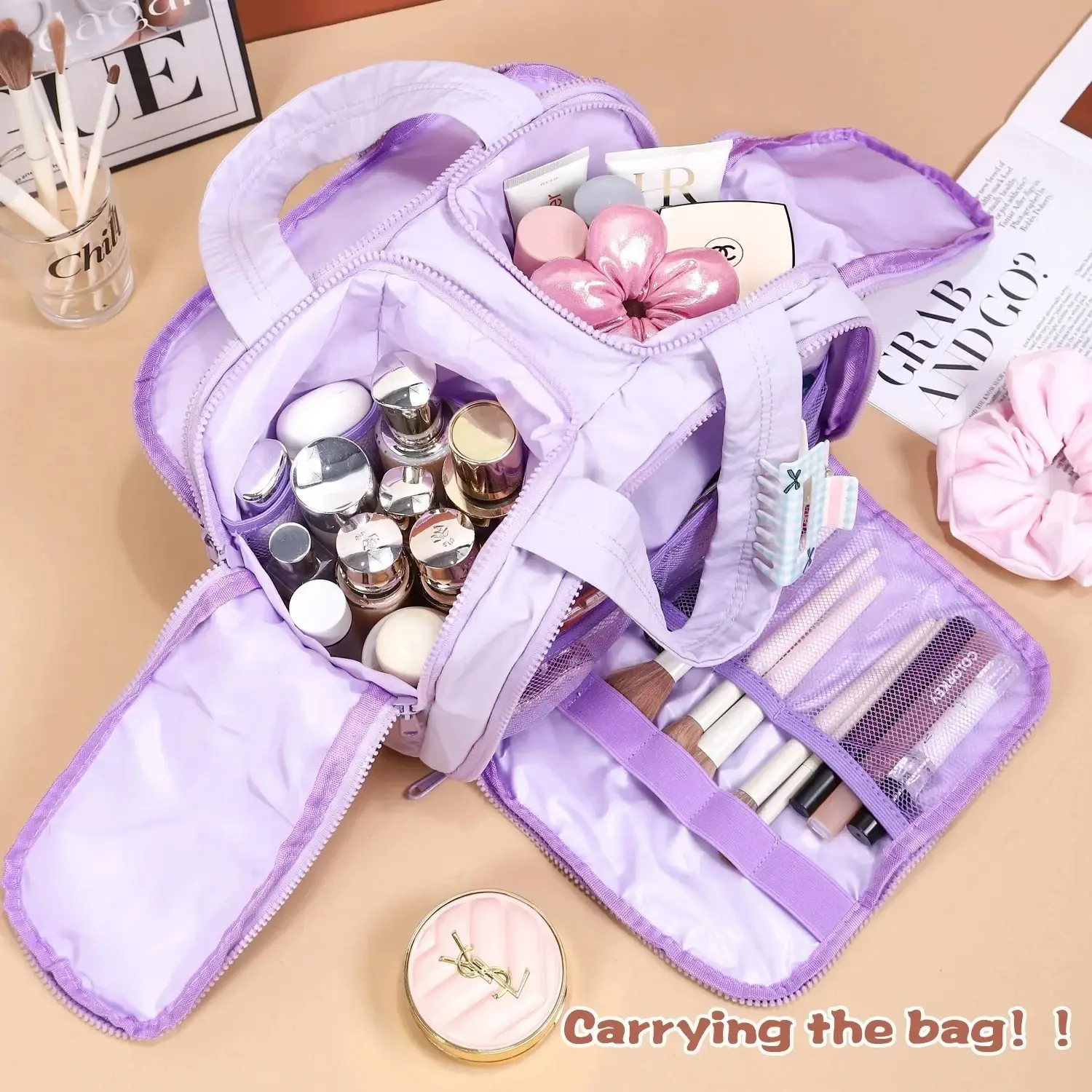 Large Capacity Makeup Bag Women Portable Travel Skincare Toiletry Storage Organizer Lady Handbag Zipper Cosmetic Cases Wash Bags