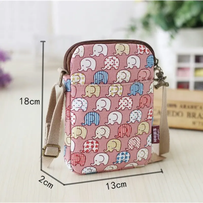Cute Cat Animal Print Crossbody Bag Kawaii Canvas Phone Purse Small Shoulder Bag With Adjustable Strap Purses and Handbags