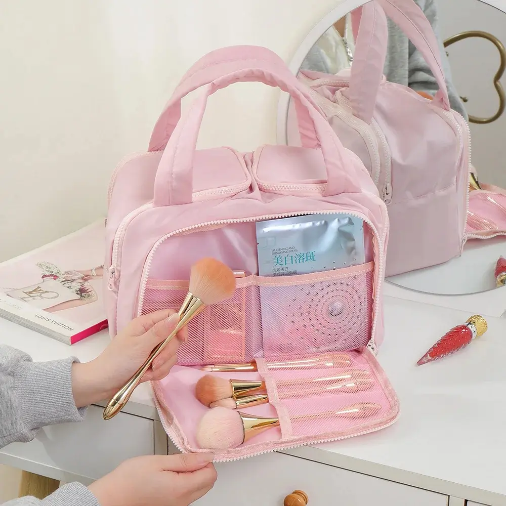 Large Capacity Makeup Bag Women Portable Travel Skincare Toiletry Storage Organizer Lady Handbag Zipper Cosmetic Cases Wash Bags