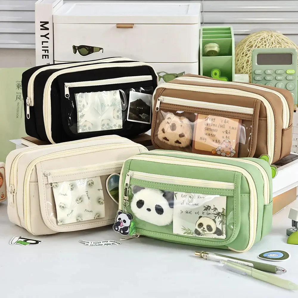 Cute Fabric Pencil Case Kawaii Large Capacity Animal Zipper Kids Bag Children'S Boys' Pen Pouch Girl School Case Supplies