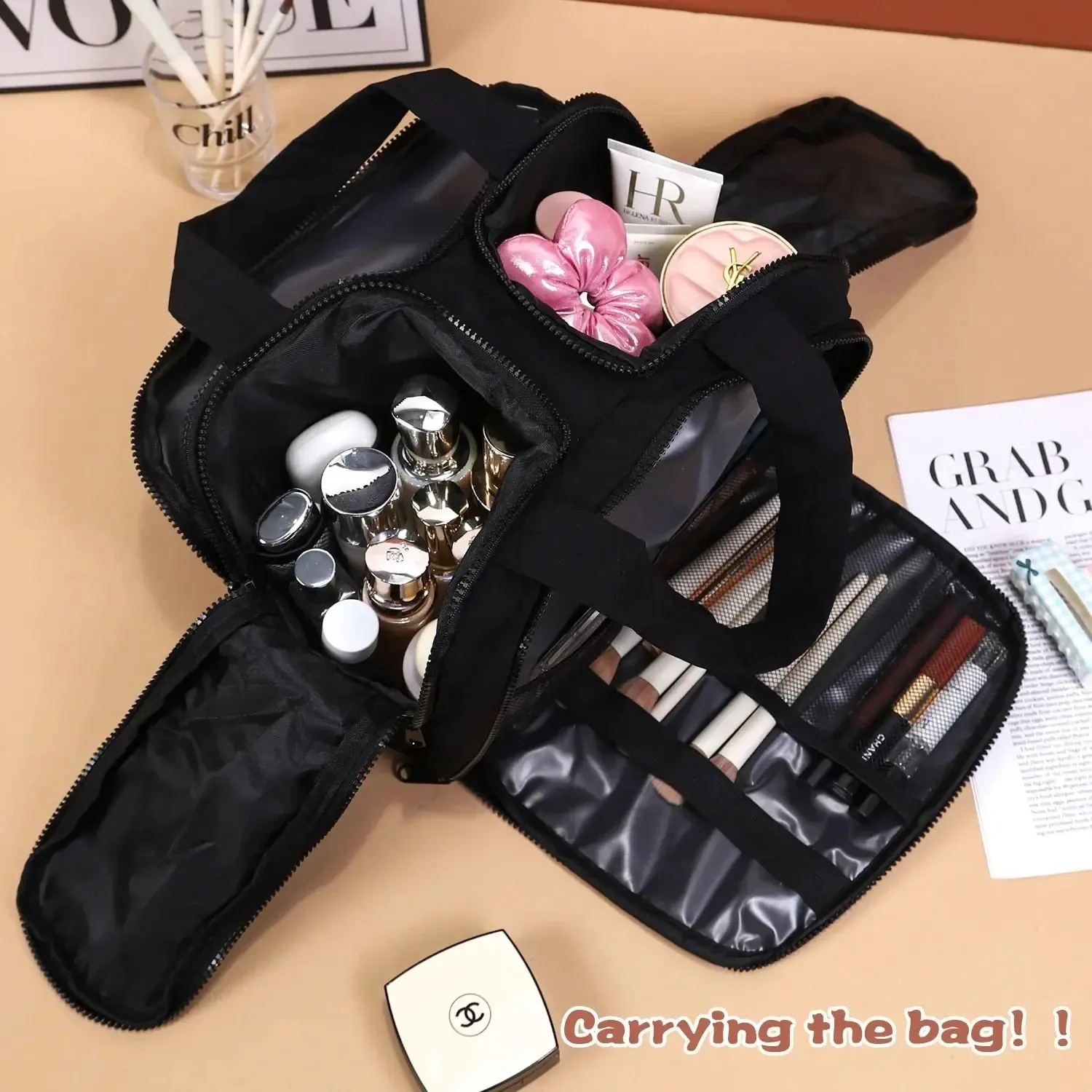 Large Capacity Makeup Bag Women Portable Travel Skincare Toiletry Storage Organizer Lady Handbag Zipper Cosmetic Cases Wash Bags