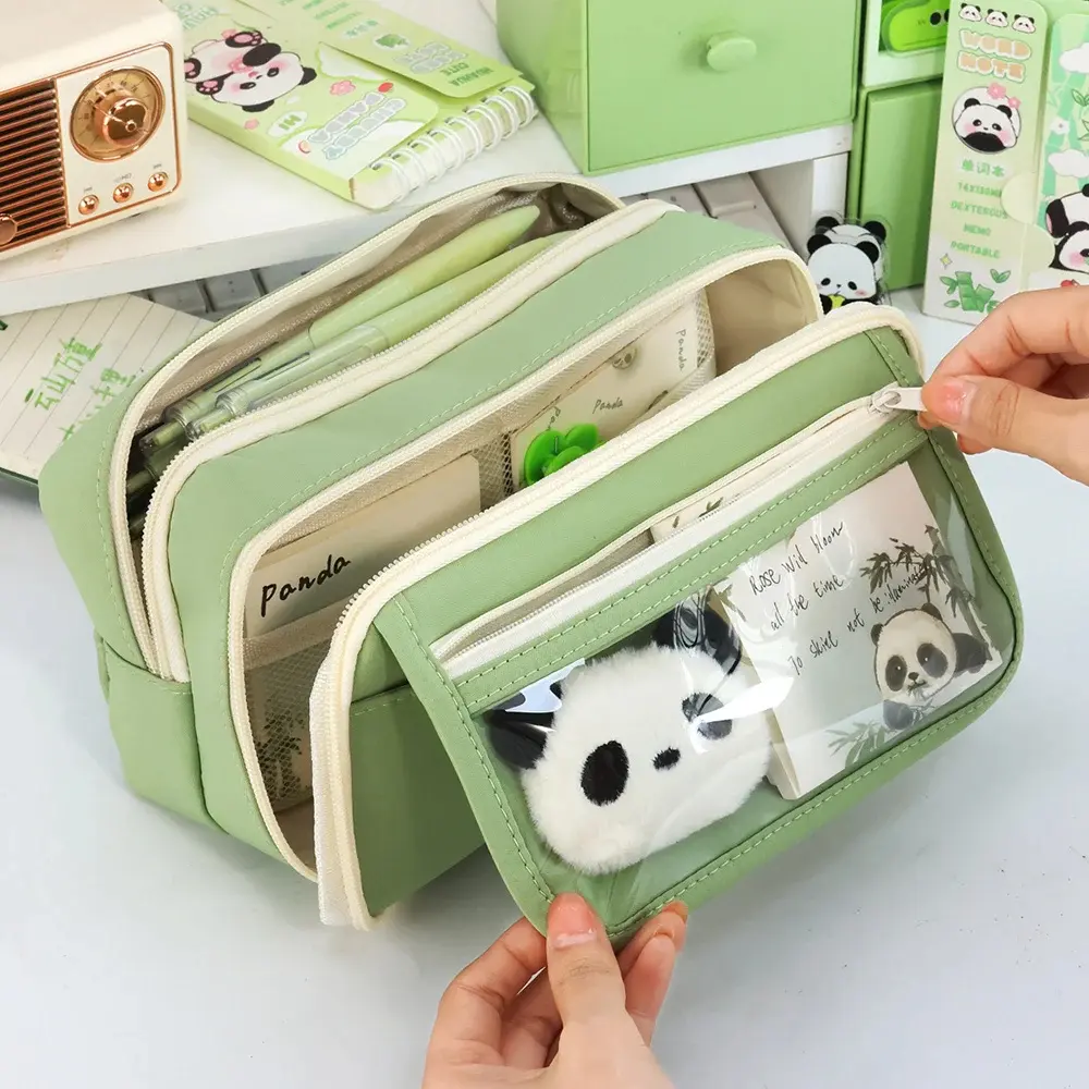 Cute Fabric Pencil Case Kawaii Large Capacity Animal Zipper Kids Bag Children'S Boys' Pen Pouch Girl School Case Supplies