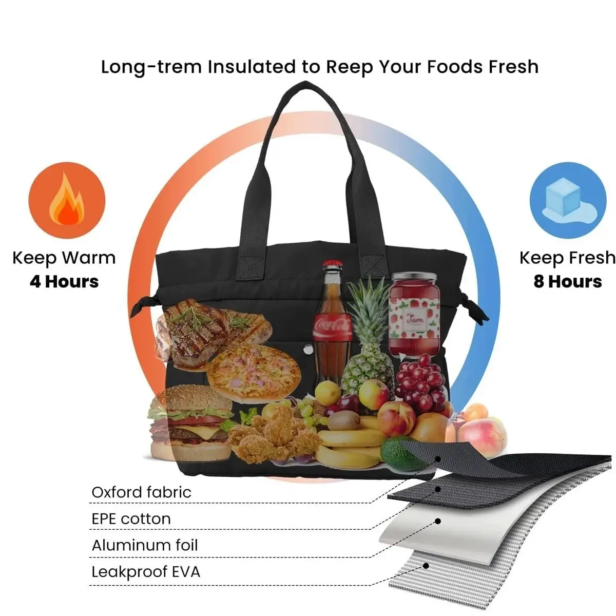 Drawstring Insulation Lunch Bag Portable Thickened Aluminum Foil Fresh-Keeping Lunch Box Storage Handbag Travel Food Bento Pack