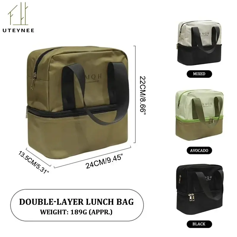 Large Capacity Waterproof Lunch Box Storage Bag Aluminum Foil Insulation for Work Student Double-layer Picnic Handle Bento Bag