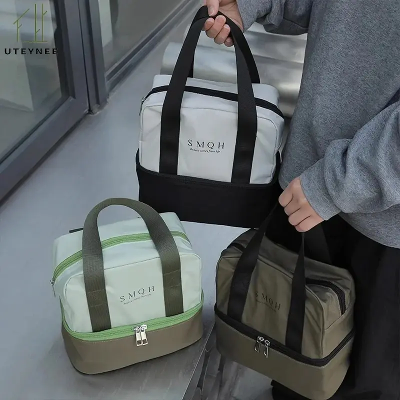 Large Capacity Waterproof Lunch Box Storage Bag Aluminum Foil Insulation for Work Student Double-layer Picnic Handle Bento Bag