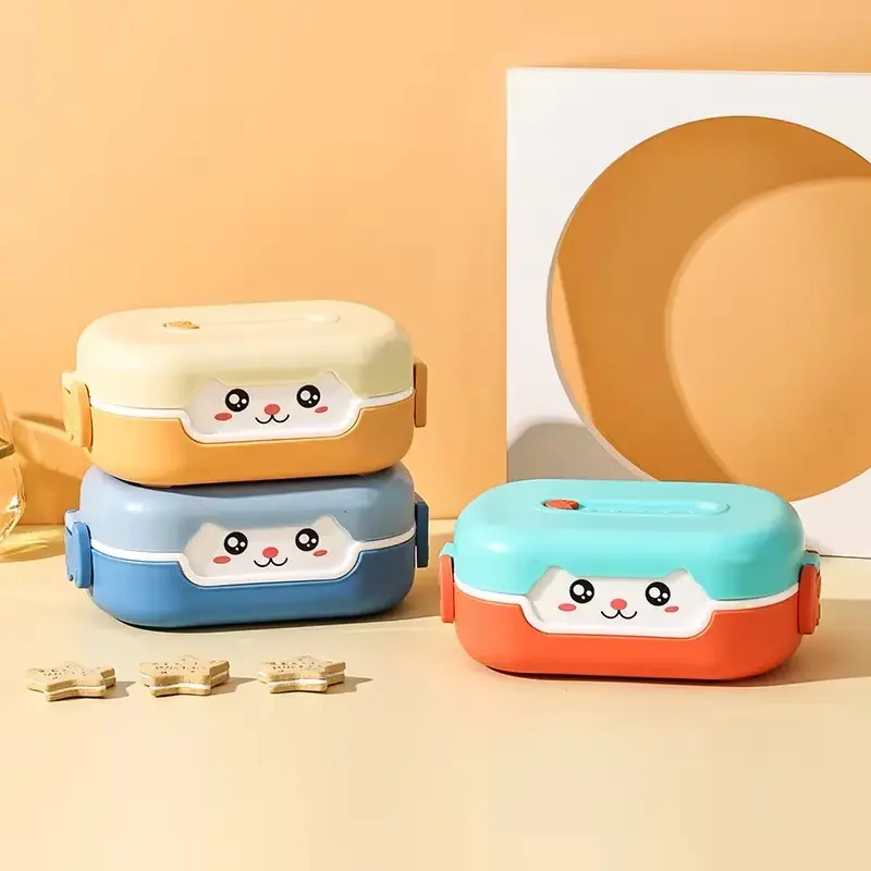 Cartoon Anime Bento Lunch Box Rectangular Leakproof Plastic School Kids Portable Microwave Food Container School Child Lunch Box