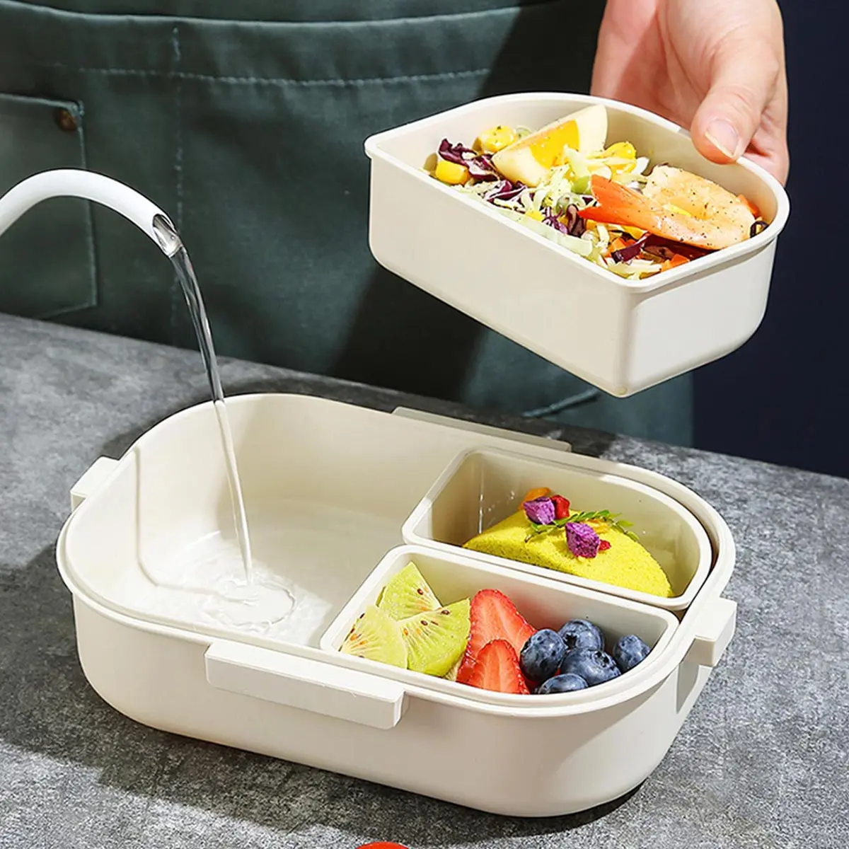 800ML Cute Bear Thermal Lunch Box Heat Preservation Bento Box Portable Divided Food Storage Container Picnic Leakproof Box Gifts