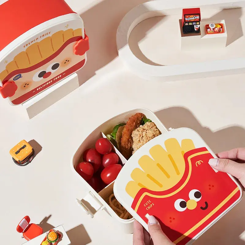 Fried Chicken Design Bento Box Metal Lunch Box Picnic Outdoor Food Container Student Multiple Tiers Lunch Box For Boys Girls