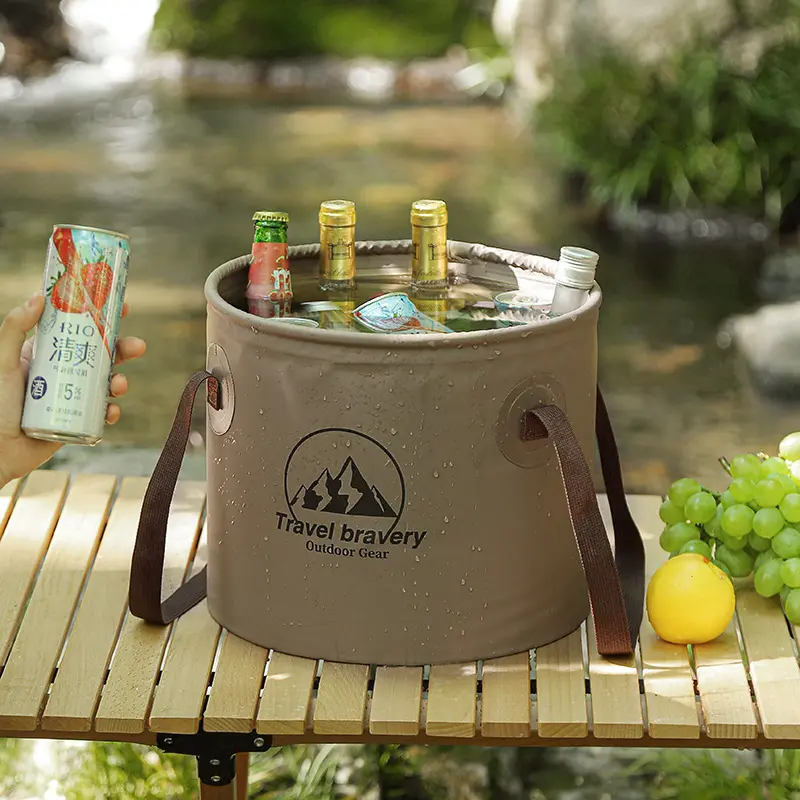 5/10/20L Folding Portable Bucket with Cover Car Wash Fishing Bathroom Tool Silicone Bucket Outdoor Camping Household Supplies