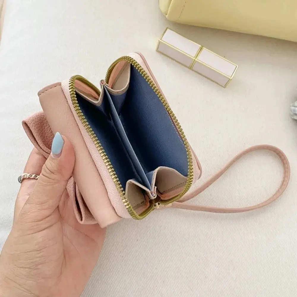 Fashion Wallets Girls Cute Bow Small Wallet Aesthetic Card Holder Classic Three Fold Purse For Women Student Simple Coin Pouch