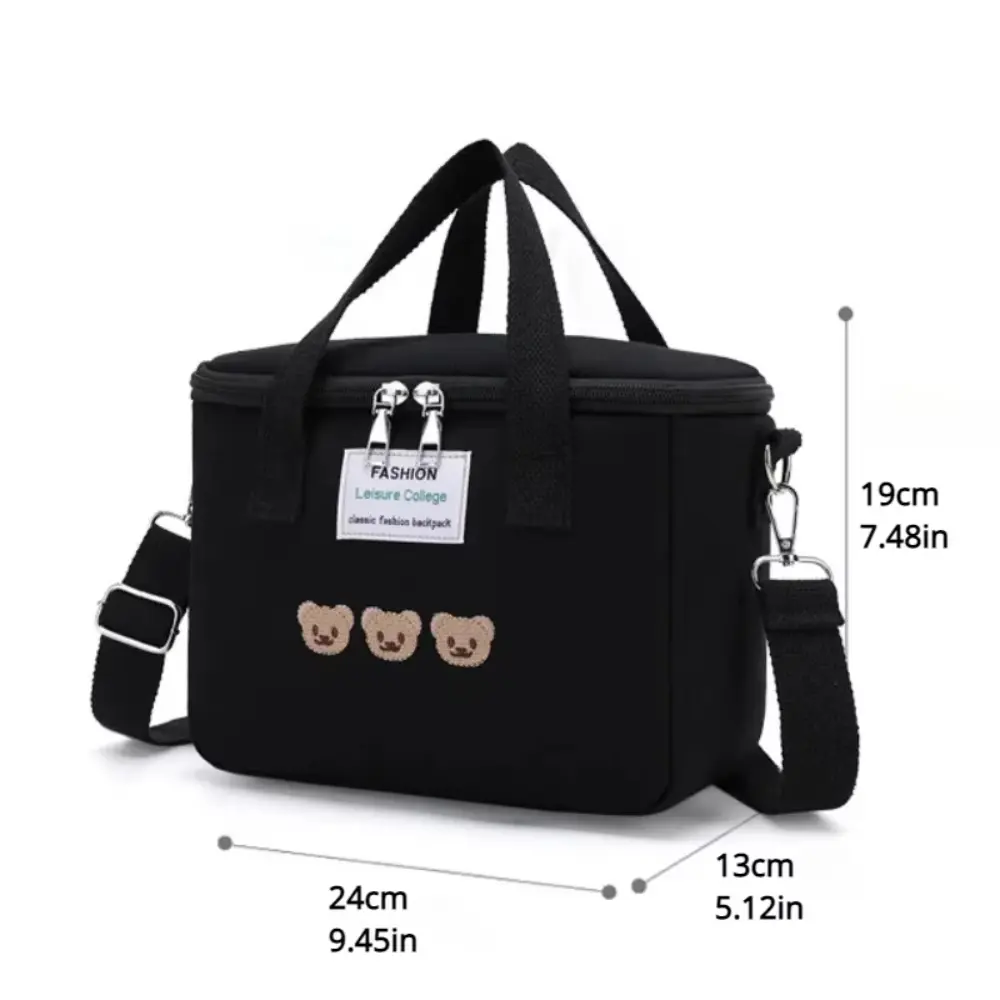 Cute Bear Lunch Bag Girls Insulated Canvas Cooler Handbag Aluminium Foil Thermal Food Box Family School Picnic Dinner Container