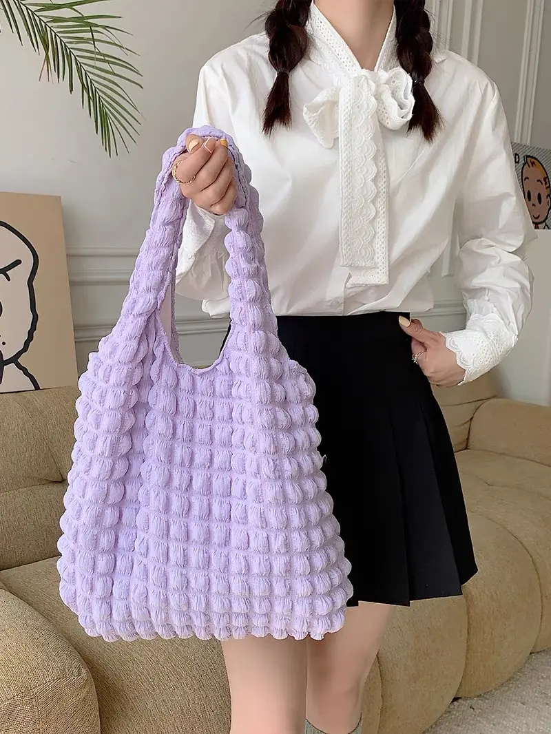 New Fashionable Flow Large Capacity Casual Lightweight Bubble Handbag Ladies Fashionable Street One Shoulder Package