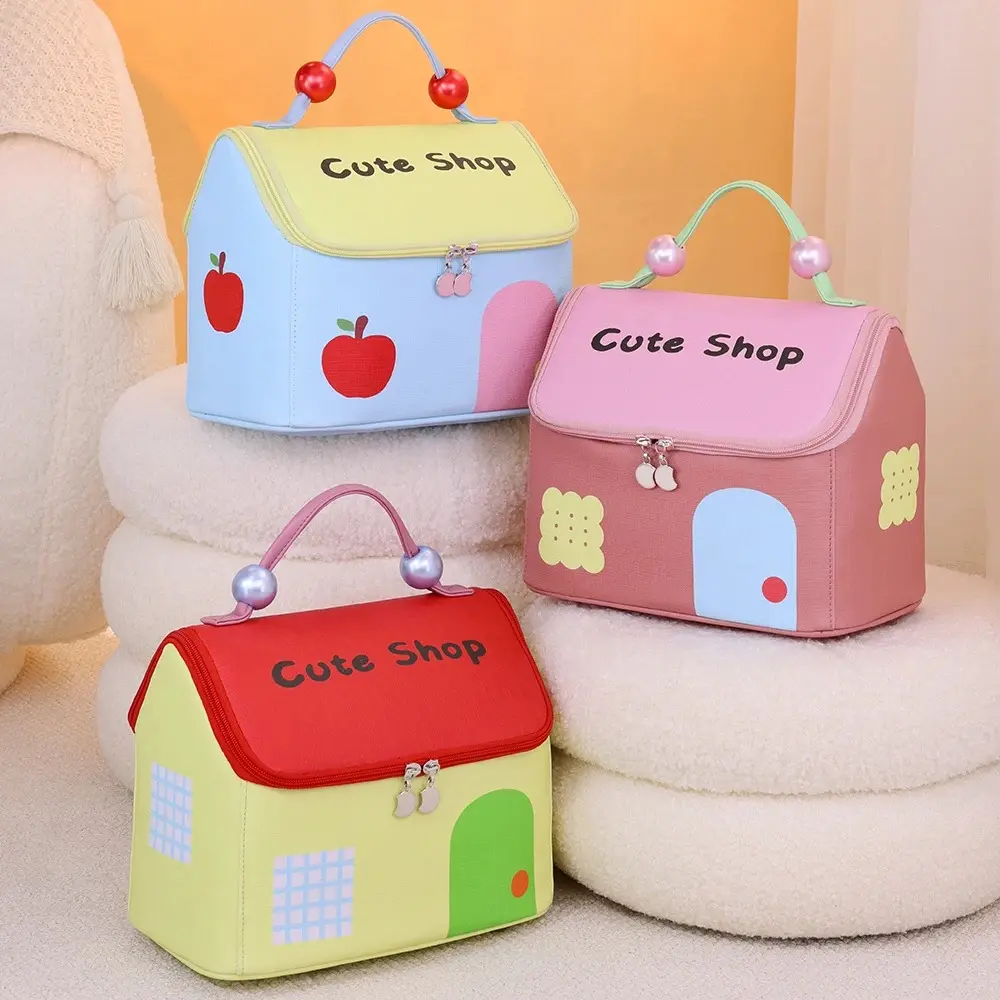 Cute House-Shaped Makeup Bag Large Capacity Skincare Organizer Portable  Waterproof Travel Toiletry Pouch with Soft Handle