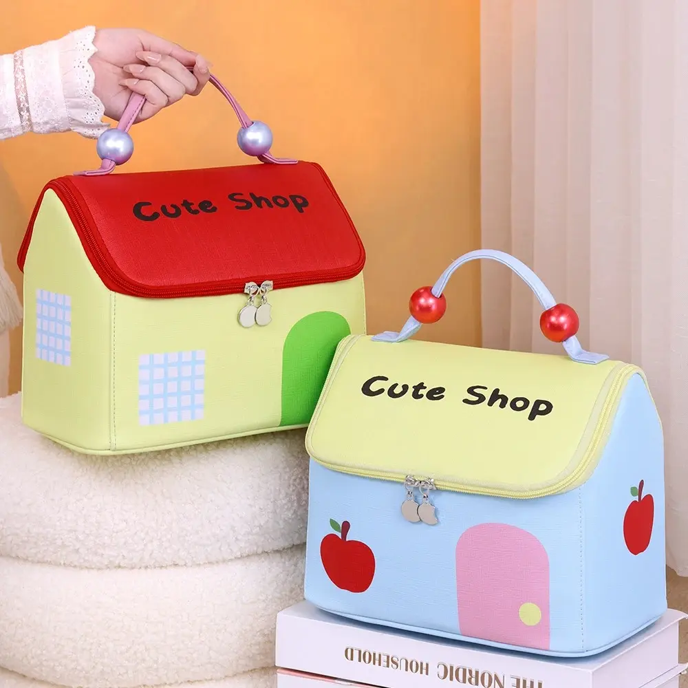 Cute House-Shaped Makeup Bag Large Capacity Skincare Organizer Portable  Waterproof Travel Toiletry Pouch with Soft Handle