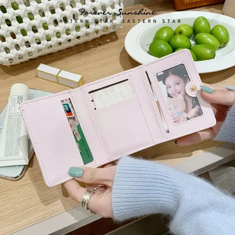 Women Wallet Foldable Portable Ladies Short Coin Purses Cute Bow Clutch Bag PU Leather Girls Gift Female Card Holder Purse