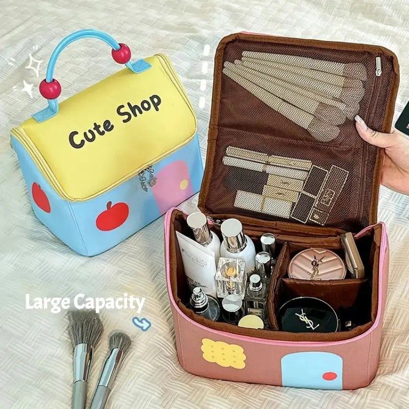 Cute House-Shaped Makeup Bag Large Capacity Skincare Organizer Portable  Waterproof Travel Toiletry Pouch with Soft Handle