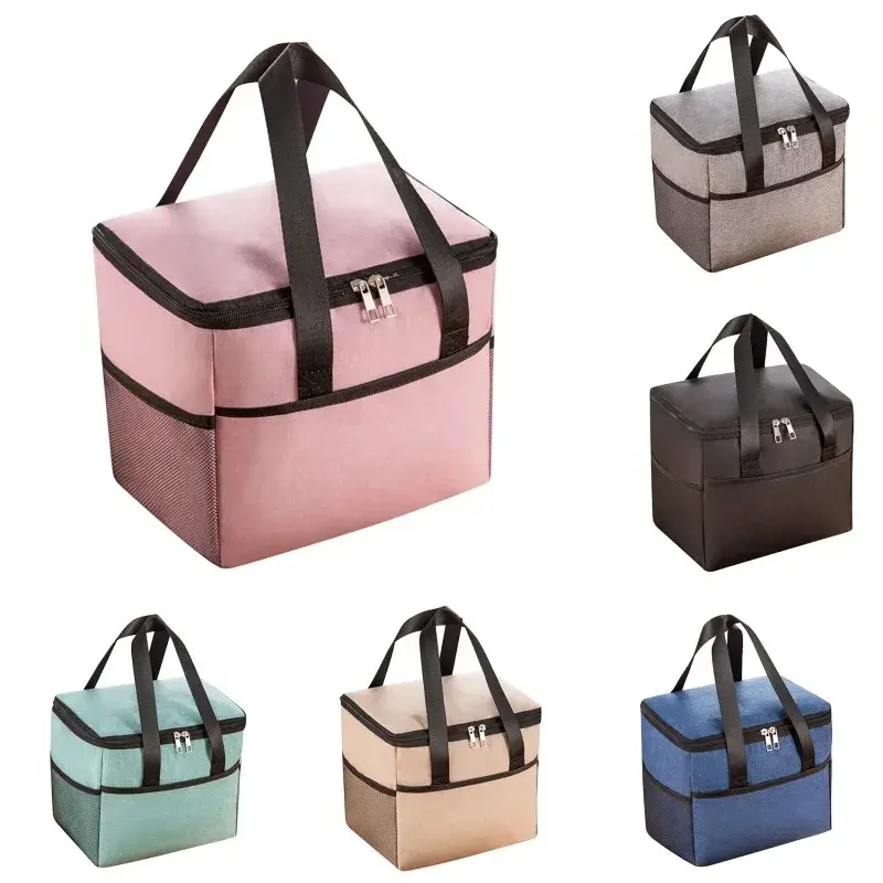Picnic Bag Thermal Insulation Large Capacity Lunch Food Storage Bag Outside Pocket Oxford Cloth Waterproof Lunch Box Bags Tote