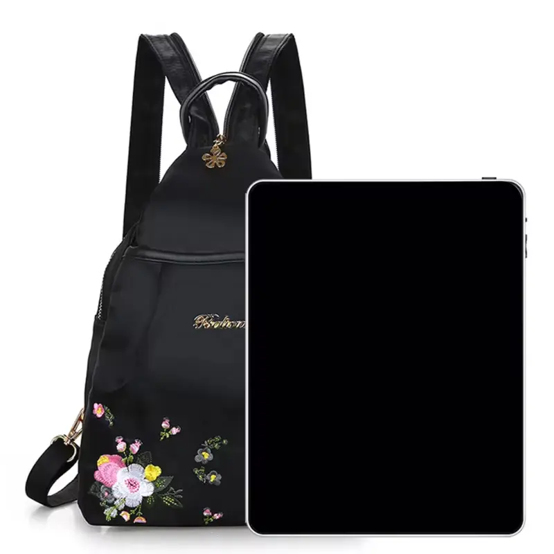 Waterproof Oxford Women Backpack Fashion Casual Embroidery Bag Designer Female Large Capacity Travel Handbag Shopping Knaps