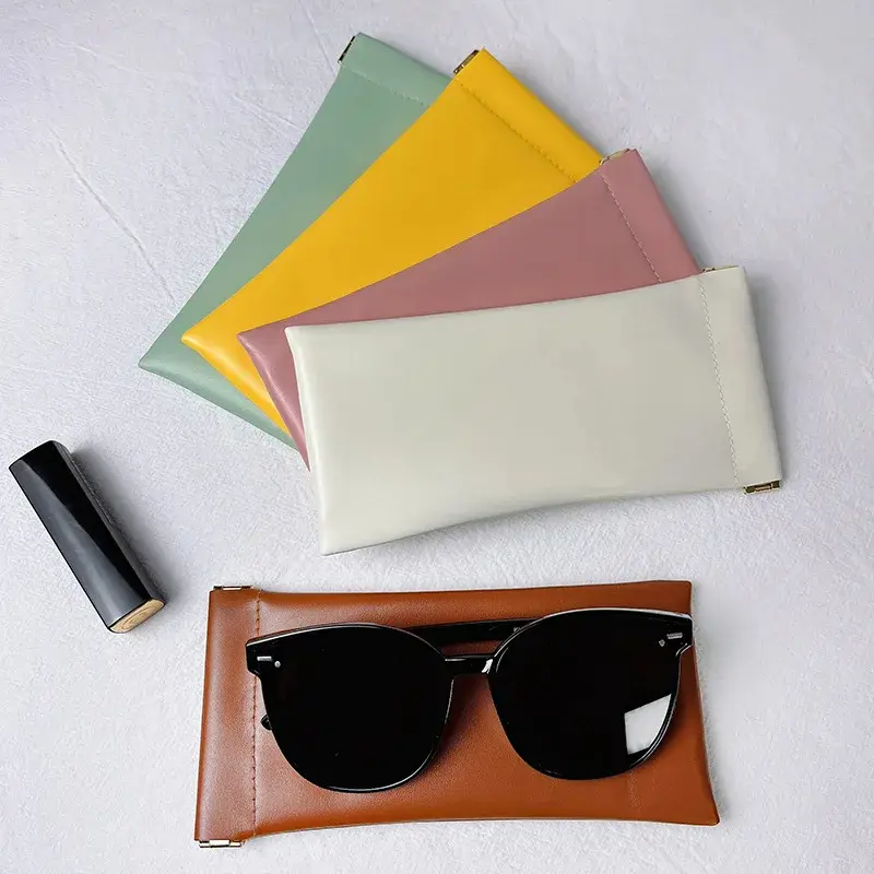 Leather Glasses Storage Bag Waterproof Pouch Glasses Protective Cover Eyewear Storage Bag Automatic Closed Sunglasses Case