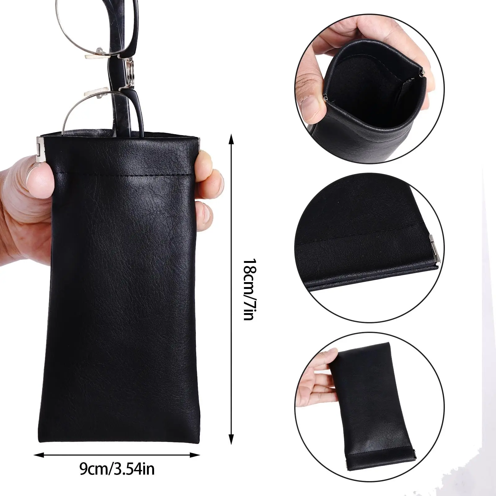 Leather Glasses Storage Bag Waterproof Pouch Glasses Protective Cover Eyewear Storage Bag Automatic Closed Sunglasses Case