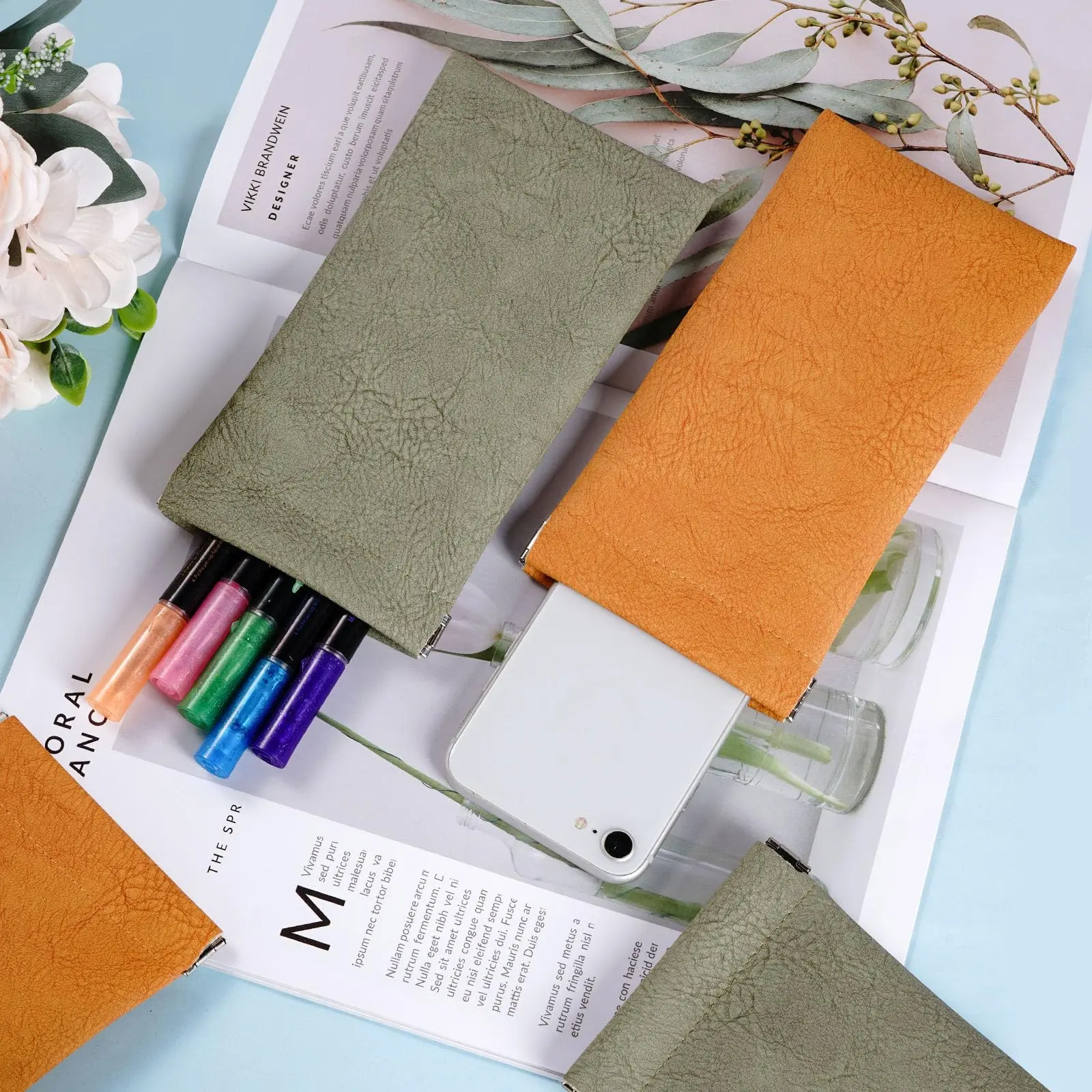 PU Leather Simple Mini Lipstick Makeup Storage Bag Women Square Small Cosmetic Pouch Portable Make Up Key Organizer Bags