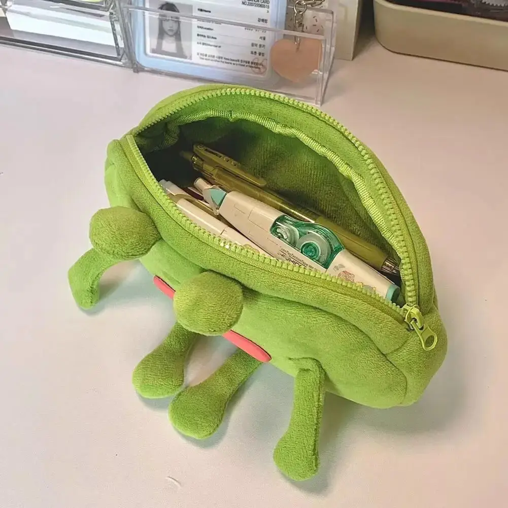 Desktop Organizer Big Mouth Frog Pen Bag Large Capacity Cosmetic Pouch Pencil Cases Plush Zipper Stationery Pouch School Office