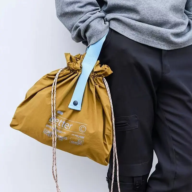 Large-Capacity Tooling Wind  Portable Travel Picnic Storage Bag Handbag Drawstring insulated Shopping Bag Nylon Lunch Bag