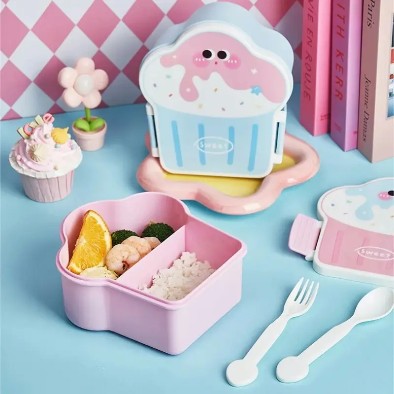Cartoon Car Bento Lunch Box Rectangular Leakproof Plastic School Kids Portable Microwave Food Container School Child Lunch Box