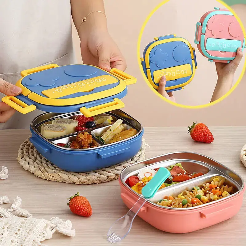 Heating Stainless Steel Lunch Box Portable Grids Bento Box Healthy Food Storage Containers For Student School Office Meal Boxes