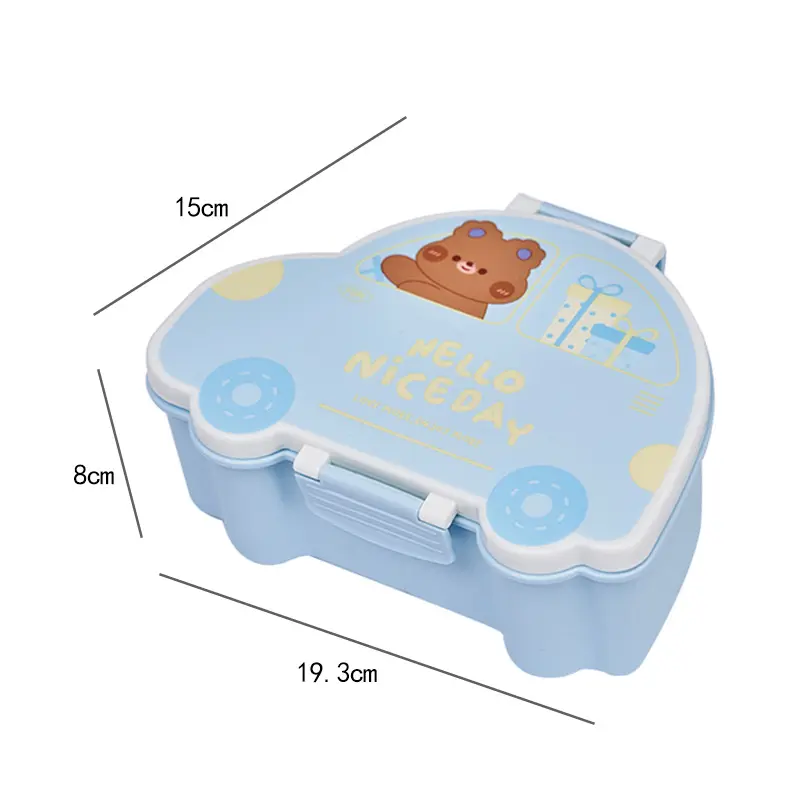 Cartoon Car Bento Lunch Box Rectangular Leakproof Plastic School Kids Portable Microwave Food Container School Child Lunch Box