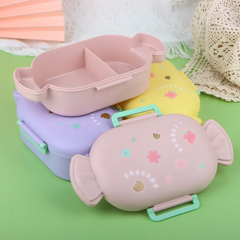 Lovely Bento Box Children Adult Lunch Box with 2 Compartments Leak-Proof Lunchbox Bento Box for Dining Out Work School