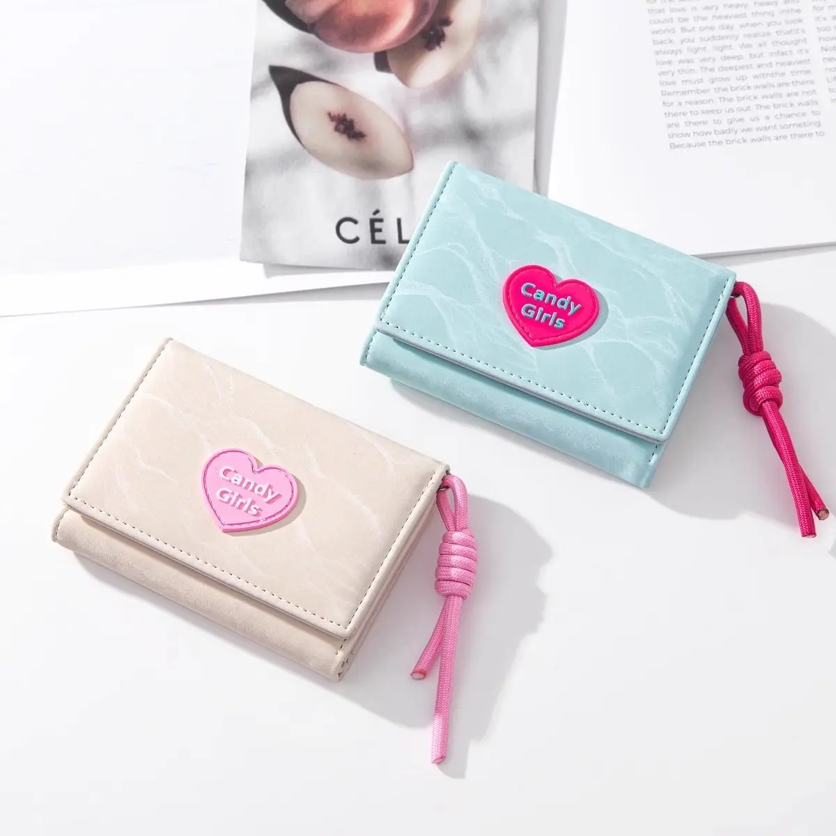 Japanese Candy Girls Wallet Short Student ID Bank Card Holder Money Bag Wallets For Women Key Storage Purse Coin Purse