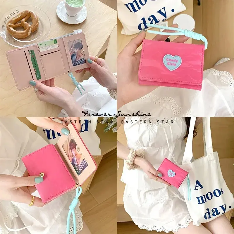 Japanese Candy Girls Wallet Short Student ID Bank Card Holder Money Bag Wallets For Women Key Storage Purse Coin Purse