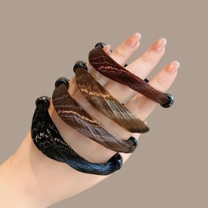 10Pcs Korea Rubber Band Made of Hair Simulation Wig Head Rope Fashion Wig Hair Ring Straight Hair Tie Ponytail Elastic Hair Rope