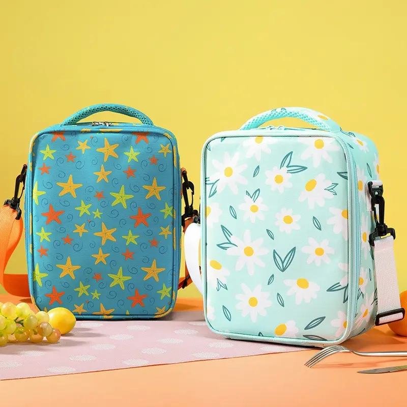 Portable Children's Cartoon Tote Thermal Lunch Box Bag Oxford Cloth Insulated Aluminum Foil Printed Lunch Box Bag Office Student