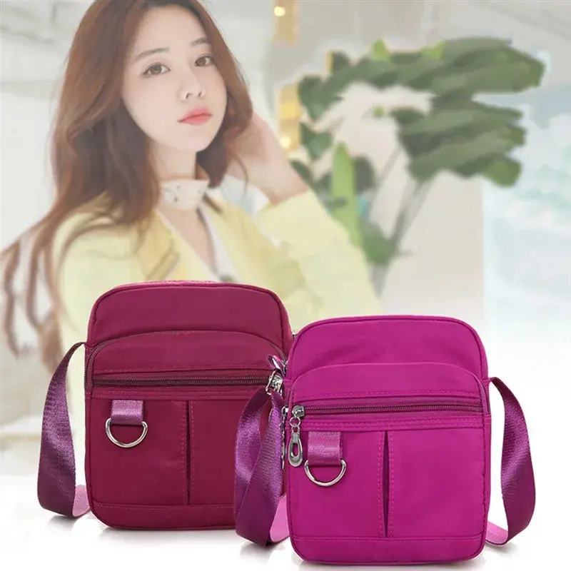 Women Mobile Phone Bag Mini Nylon Crossody Cell Phone Cash Female Messenger Bag Wallet Coin Purse Shoulder Bag Waterproof Casual