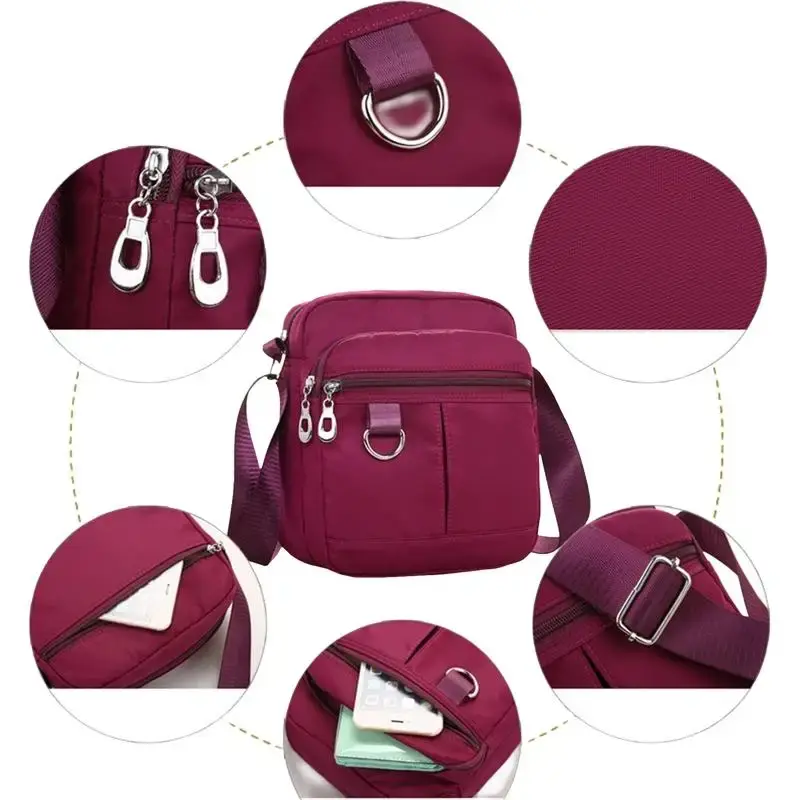 Women Mobile Phone Bag Mini Nylon Crossody Cell Phone Cash Female Messenger Bag Wallet Coin Purse Shoulder Bag Waterproof Casual