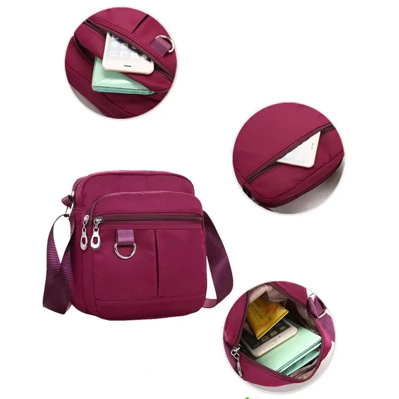 Women Mobile Phone Bag Mini Nylon Crossody Cell Phone Cash Female Messenger Bag Wallet Coin Purse Shoulder Bag Waterproof Casual