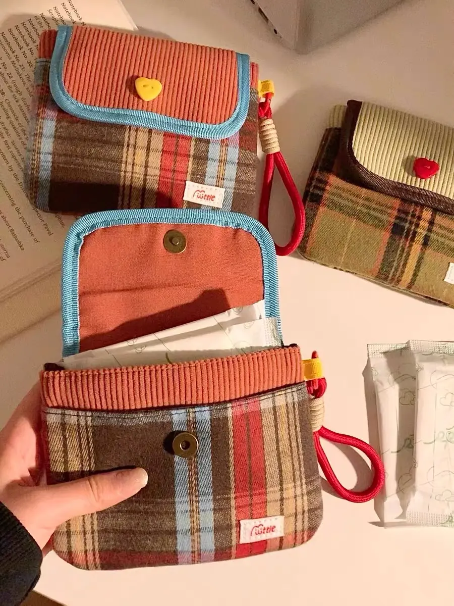 Data Cables Organizer Sanitary Pads Bag Large Capacity Contrast Color Cosmetic Bag Multipurpose Napkin Pouch Storage Bag