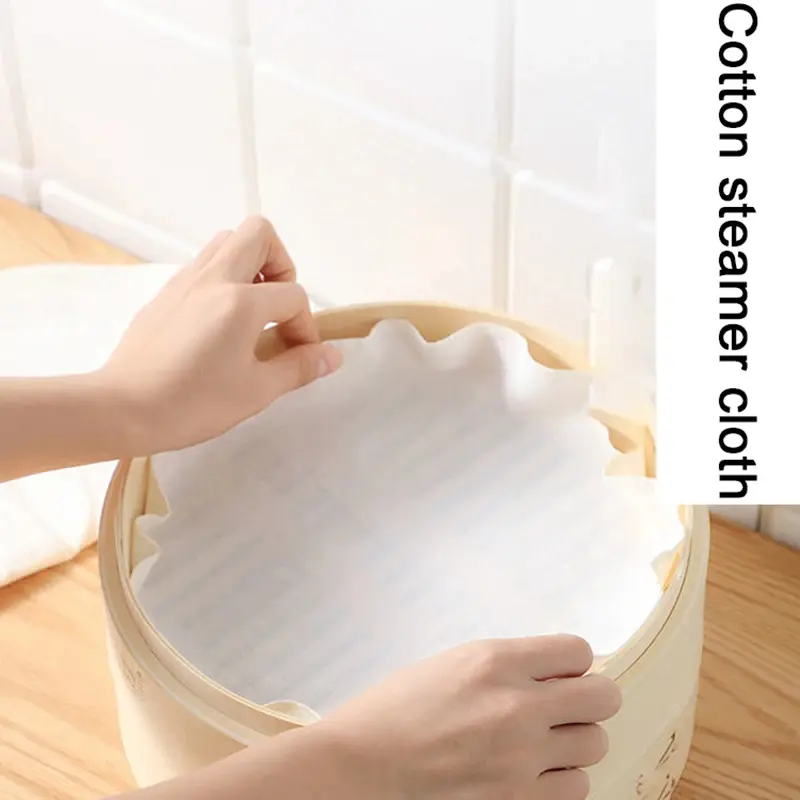 5Pcs 24/28/32CM Pure Cotton Steamer Cloth Household Drawer Cloth Steamed Rice And Bun Mat Round Cotton Gauze Kitchen Steamer