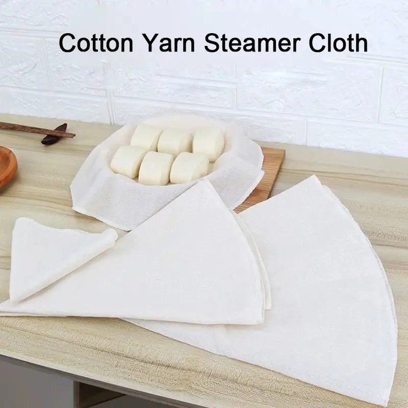 5Pcs 24/28/32CM Pure Cotton Steamer Cloth Household Drawer Cloth Steamed Rice And Bun Mat Round Cotton Gauze Kitchen Steamer