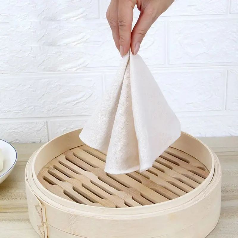 5Pcs 24/28/32CM Pure Cotton Steamer Cloth Household Drawer Cloth Steamed Rice And Bun Mat Round Cotton Gauze Kitchen Steamer