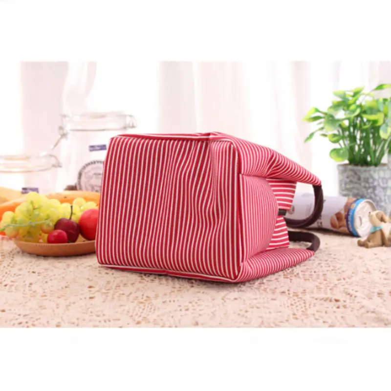 Stripes Lunch Bag For Women Isothermal Bag Packaged Food Thermal Bags Thermo Pouch Kids Lunch Bag Refrigerator Bag